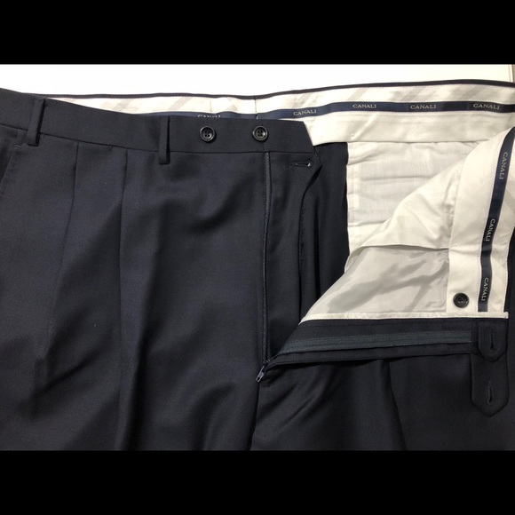 Canali Dress Pants 100% Wool Black Italy 42x28.5 - Picture 3 of 8